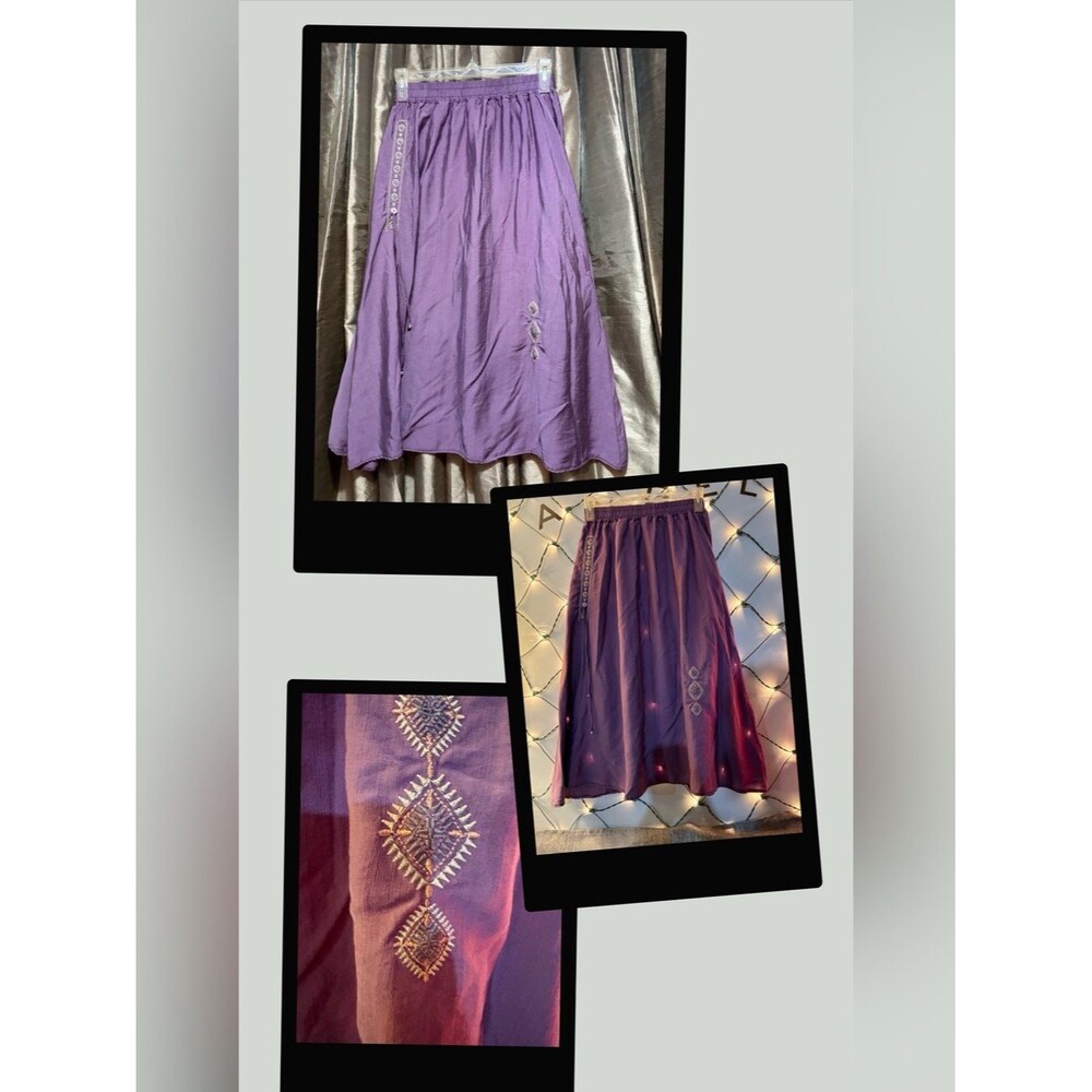 No tag Bohemian Purple Embroidered Maxi Skirt 12↔️35↕️ #1818